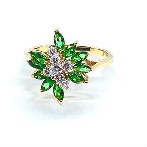 🆕 14k GP Faux Emerald & CZ Ring